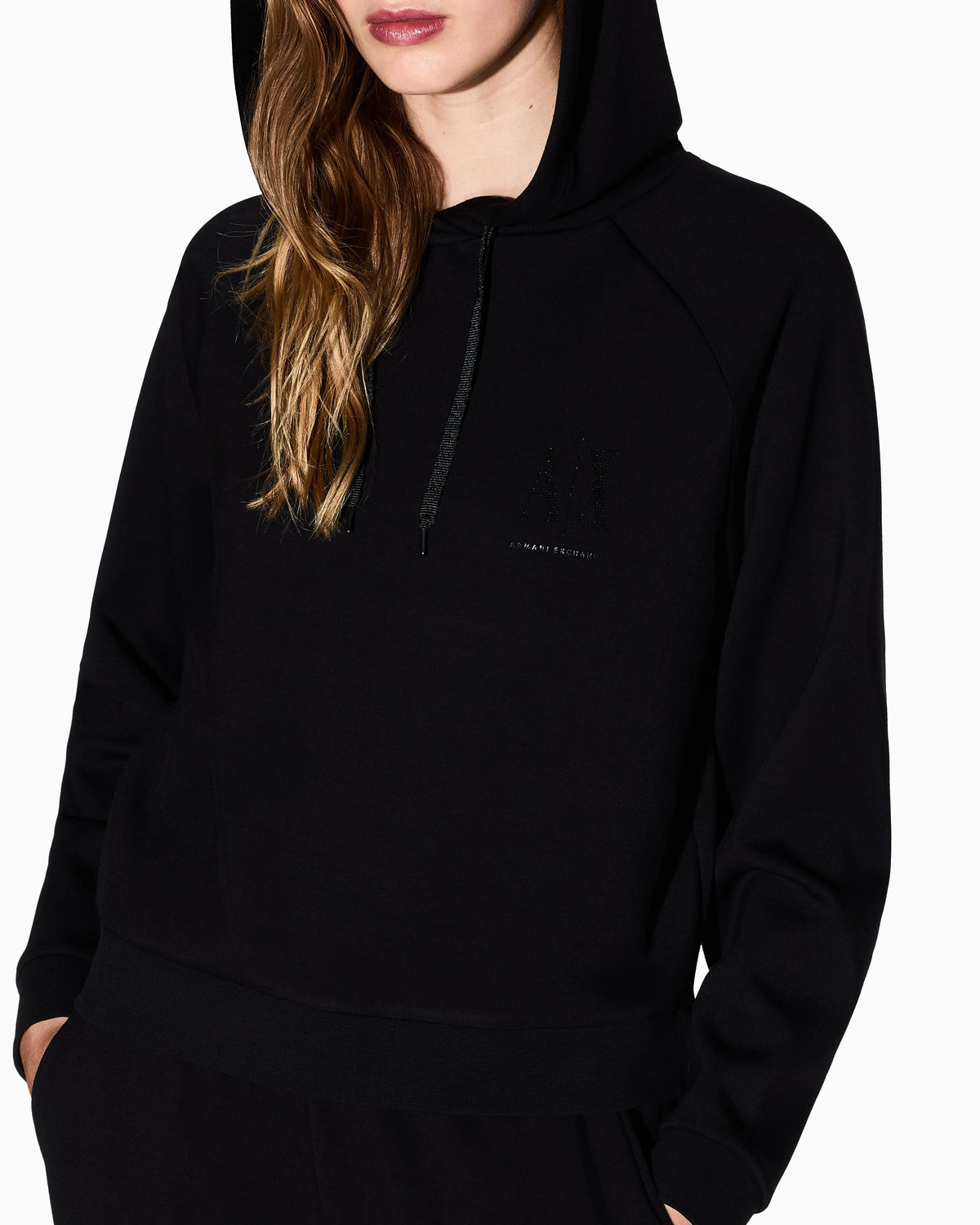 Hoodie in stretch viscose scuba with drawstring Icon