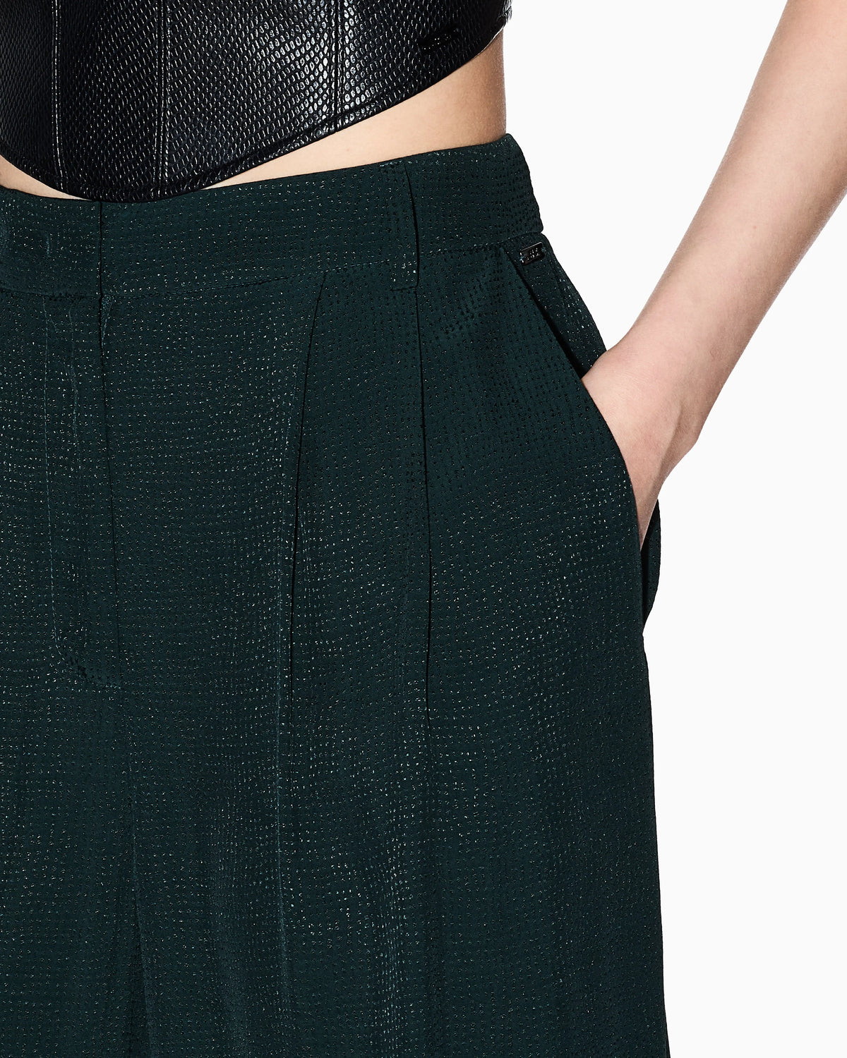 Wide trousers in textured fabric