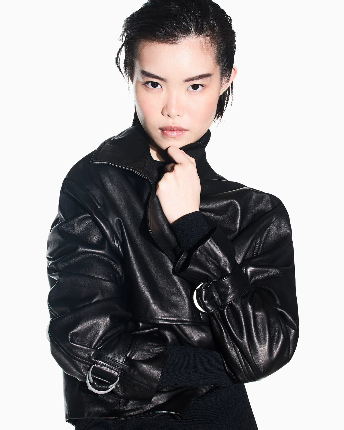 Blouson jacket in real semi-aniline leather