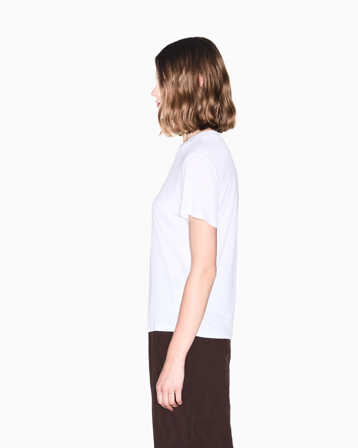 Crew neck T-shirt in viscose jersey with a metallic logo