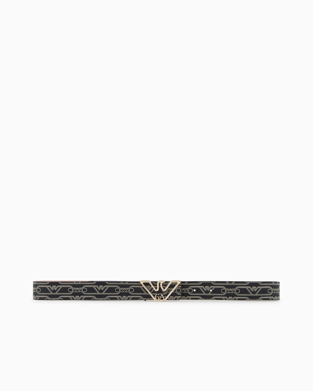 Monogram-print belt with eagle plate