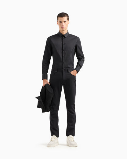 Stretch cotton poplin shirt