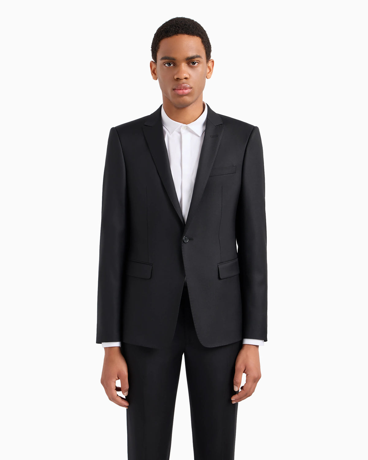 Slim fit single-breasted jacket in virgin wool Essential