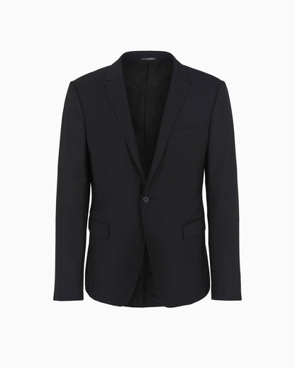 Slim fit single-breasted jacket in virgin wool Essential