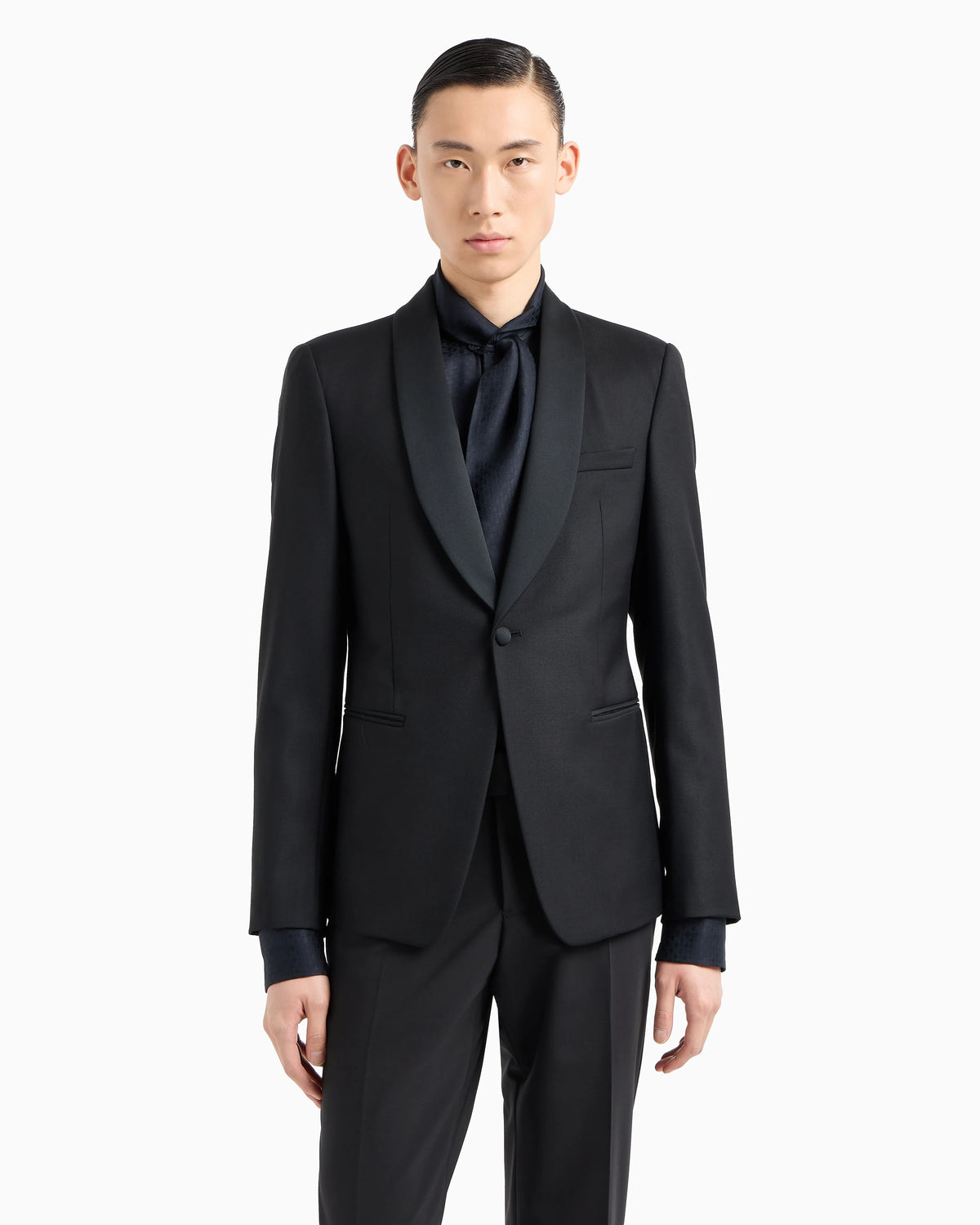 Satin lapel jacket in worsted virgin wool Essential