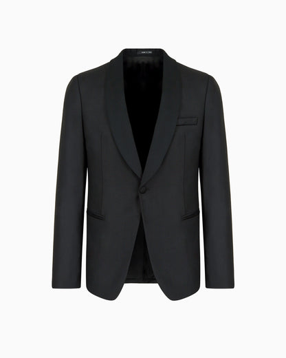 Satin lapel jacket in worsted virgin wool Essential