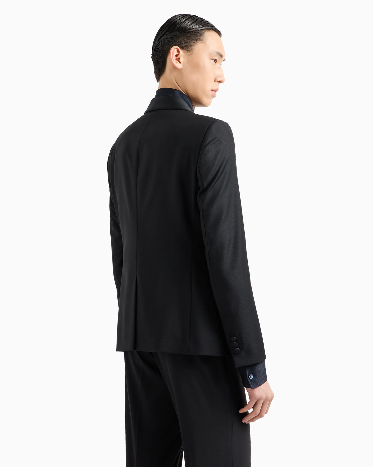 Satin lapel jacket in worsted virgin wool Essential