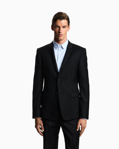 Worsted single-breasted jacket in virgin wool Essential