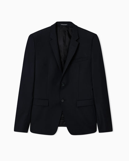 Worsted single-breasted jacket in virgin wool Essential