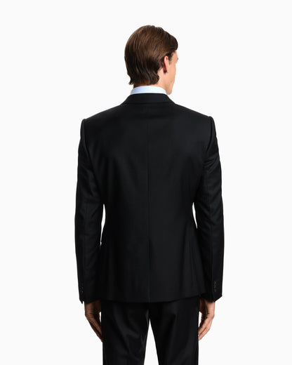 Worsted single-breasted jacket in virgin wool Essential