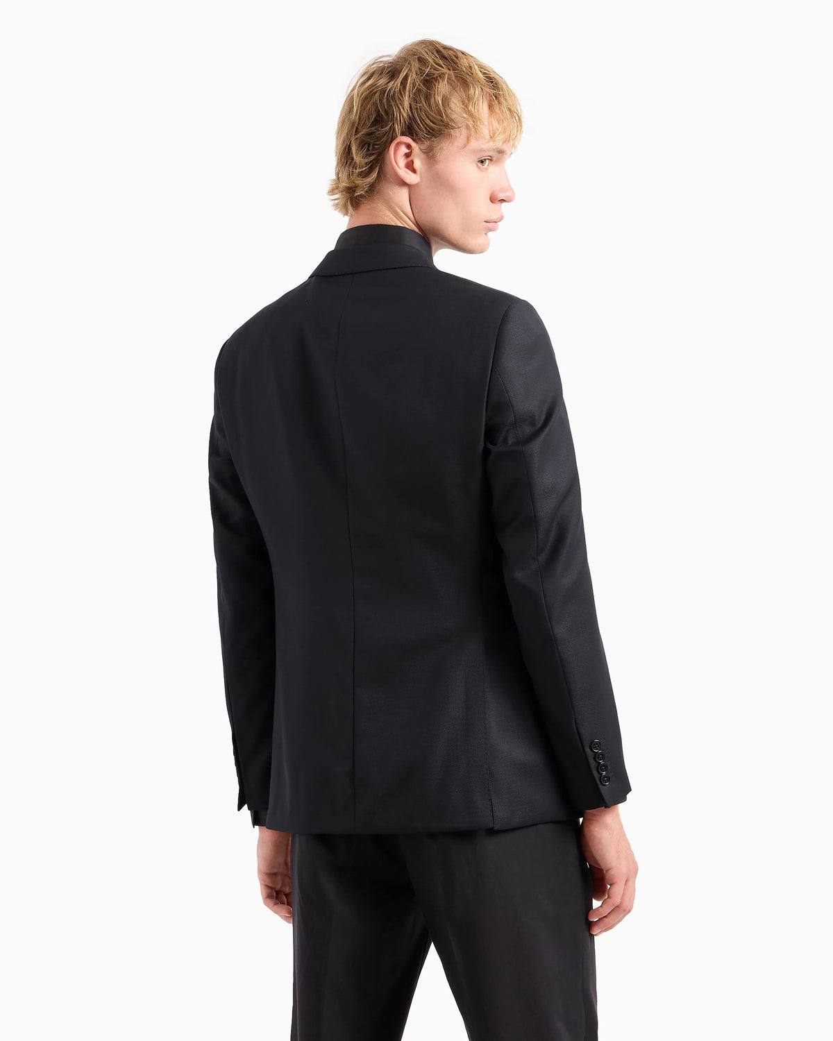 Comfort-fit single-breasted jacket in virgin-wool hopsack
