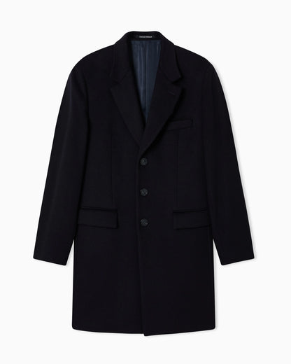 Coat with lapels in beaver cashmere