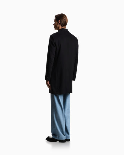 Coat with lapels in beaver cashmere