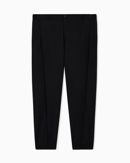Natural stretch canvas trousers with elasticated cuffs