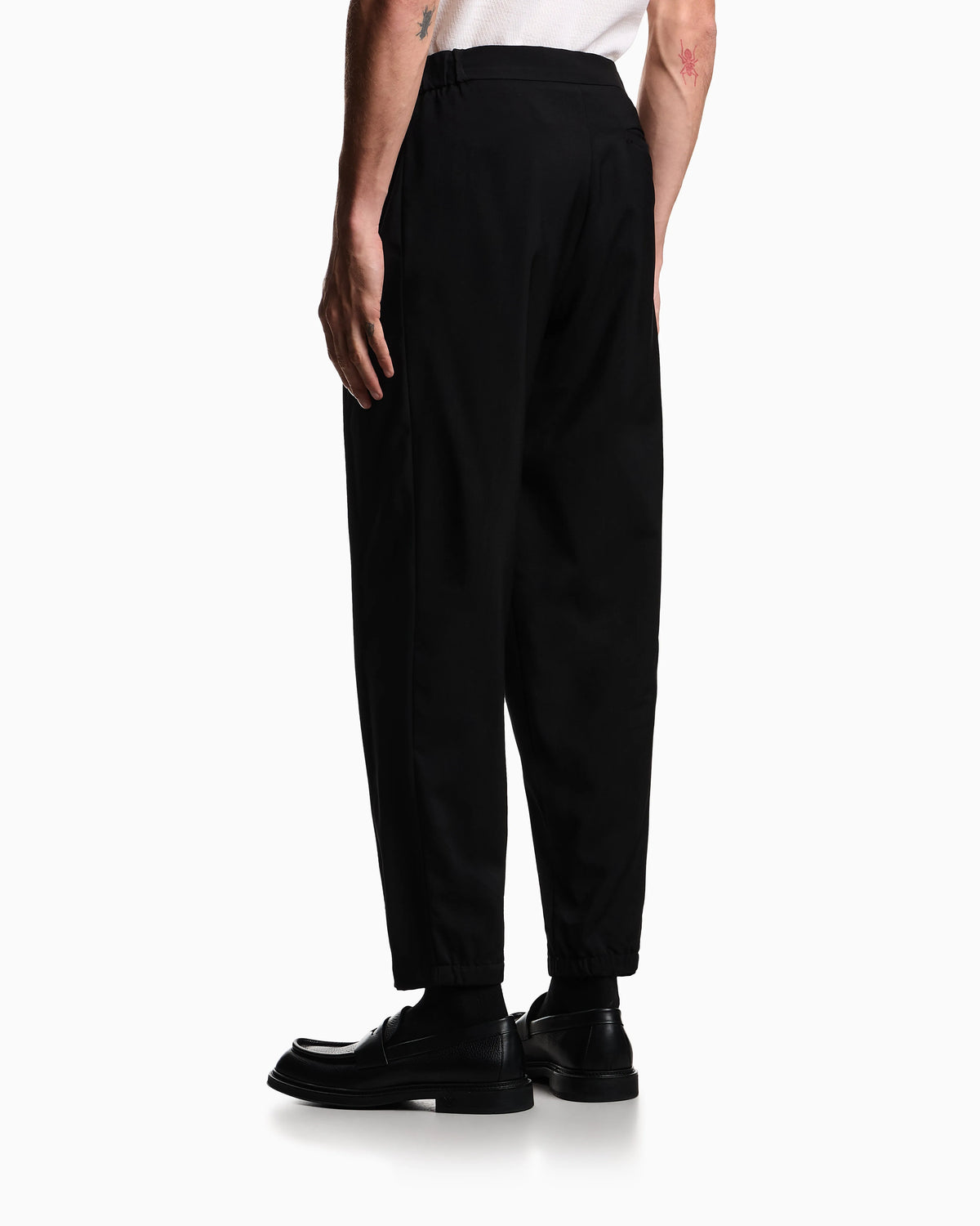 Natural stretch canvas trousers with elasticated cuffs