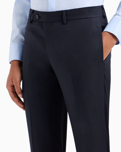 Slim fit virgin wool trousers with crease Essential