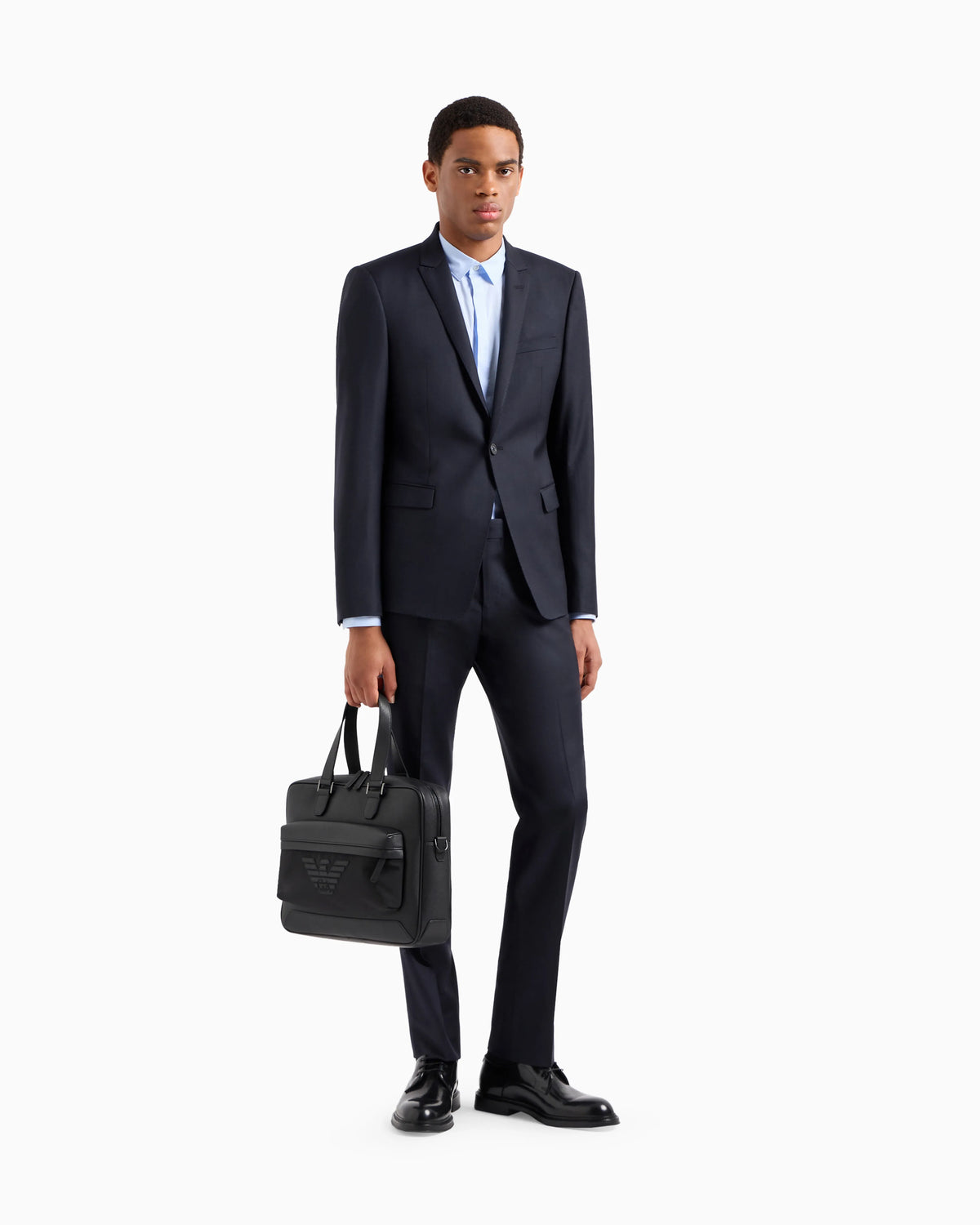 Slim fit virgin wool trousers with crease Essential