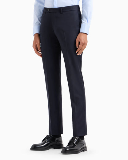Slim fit virgin wool trousers with crease Essential