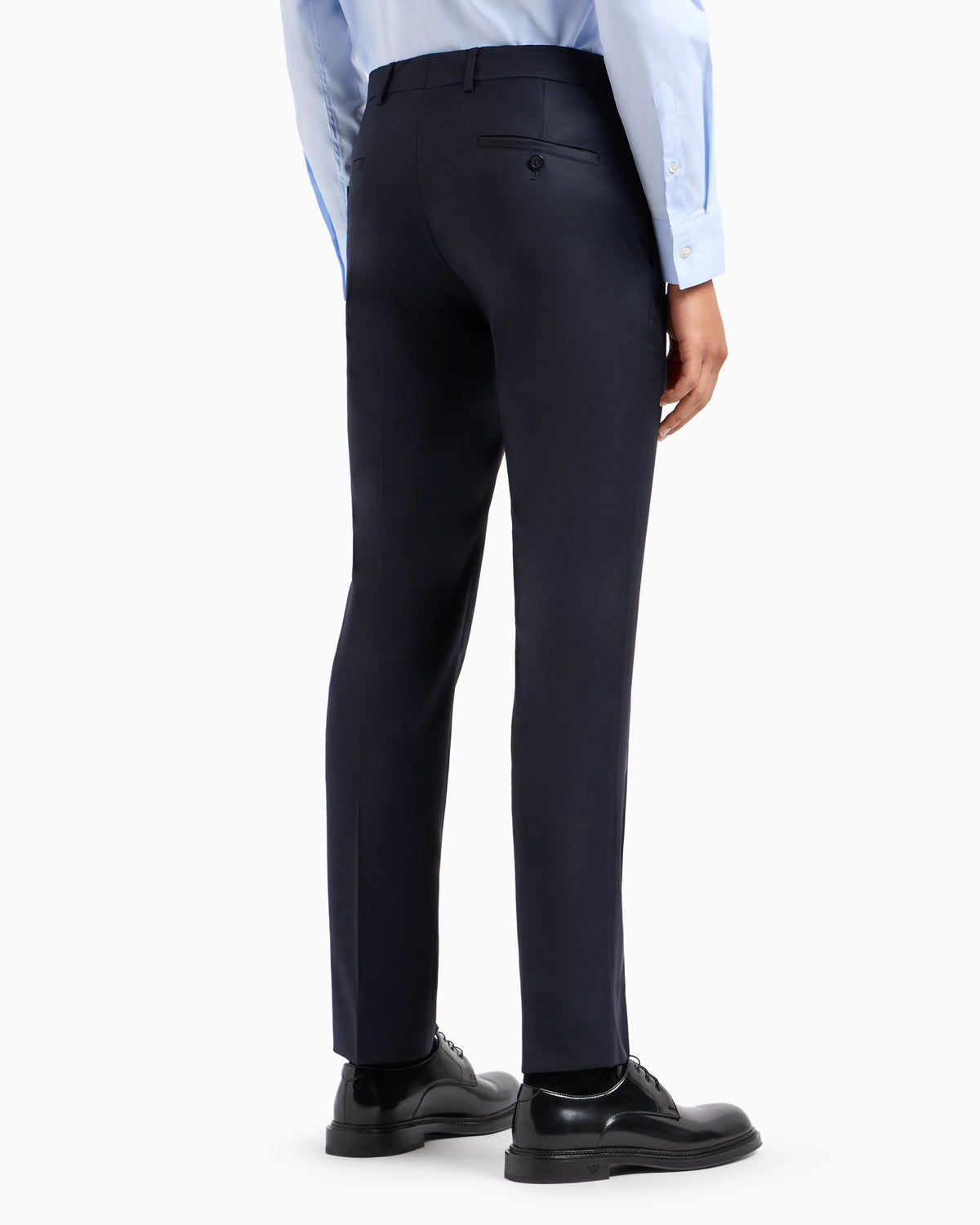 Slim fit virgin wool trousers with crease Essential