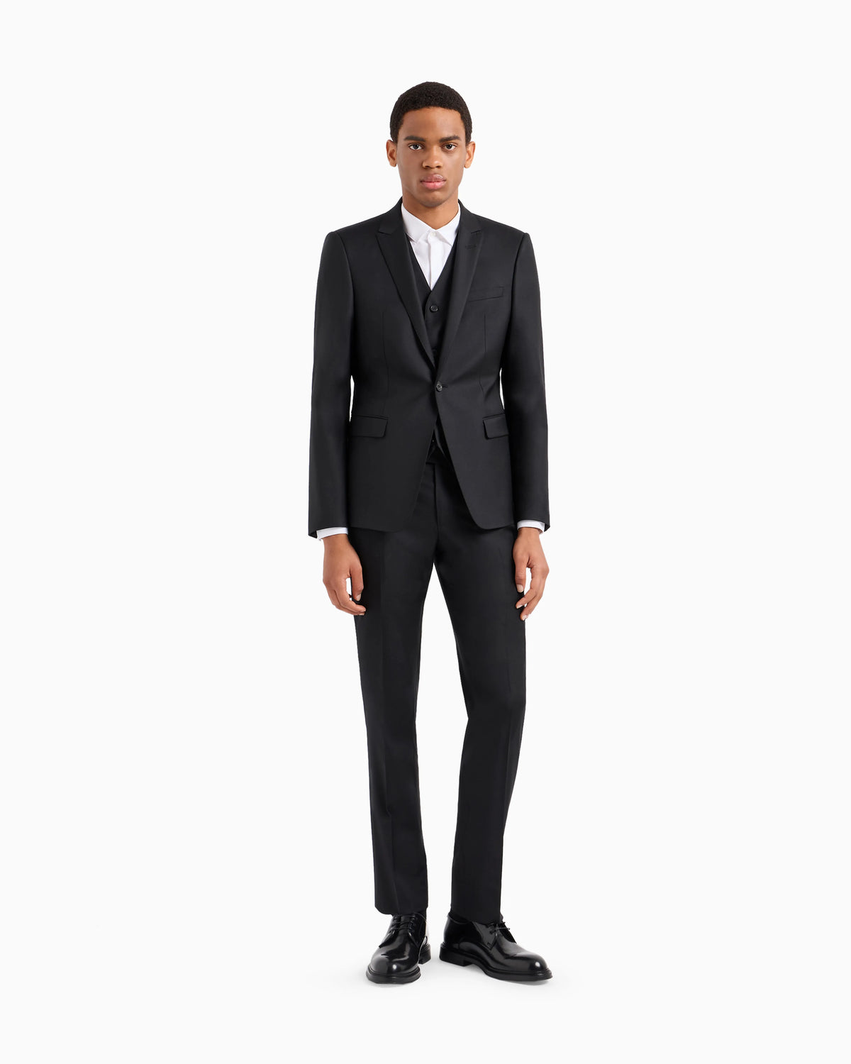 Slim fit virgin wool trousers with crease Essential