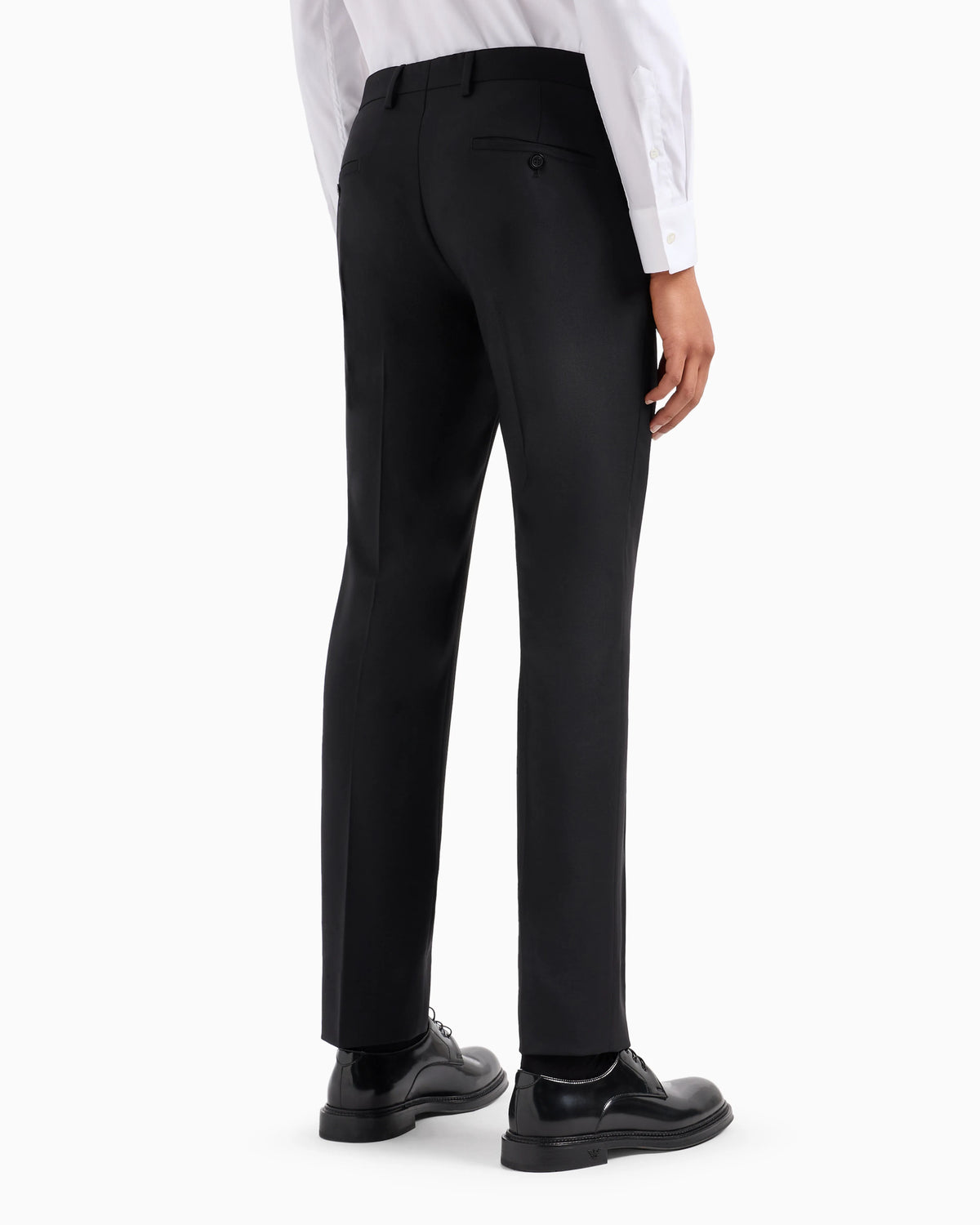 Slim fit virgin wool trousers with crease Essential