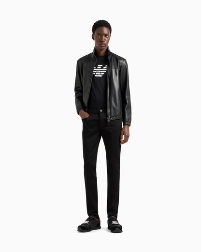 Semi-aniline nappa lambskin blouson with full-length zip