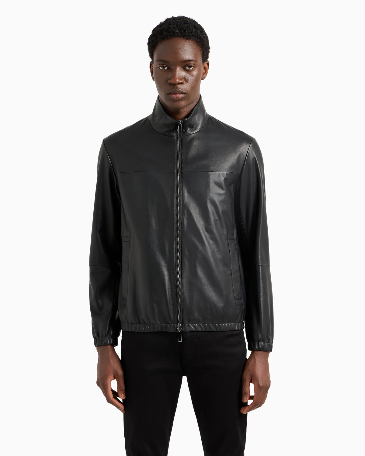 Semi-aniline nappa lambskin blouson with full-length zip