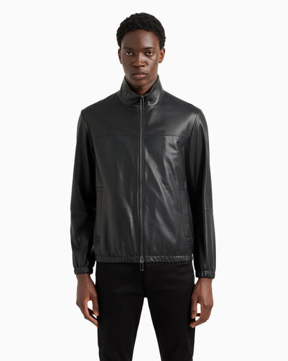 Semi-aniline nappa lambskin blouson with full-length zip
