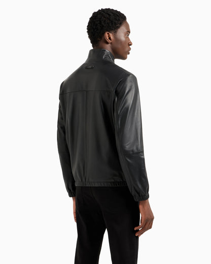 Semi-aniline nappa lambskin blouson with full-length zip
