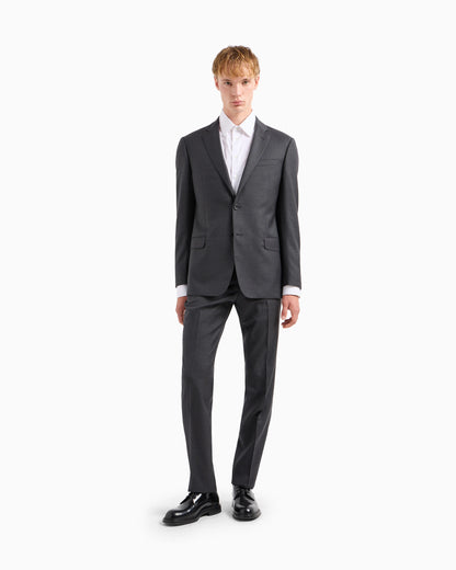 Single-breasted suit in fresh wool canvas