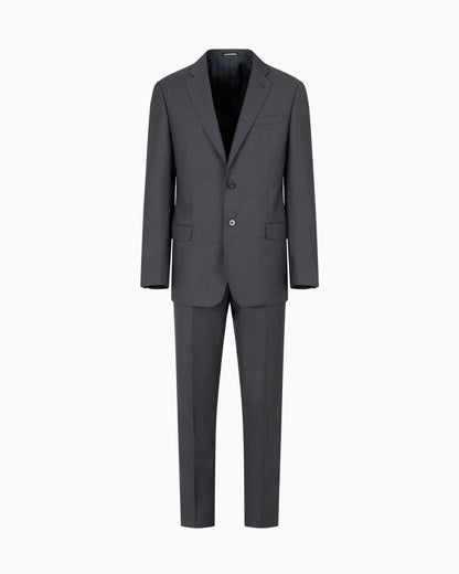 Single-breasted suit in fresh wool canvas
