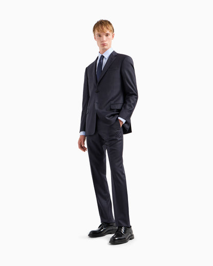 Single-breasted suit in fresh wool canvas
