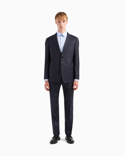 Single-breasted suit in fresh wool canvas