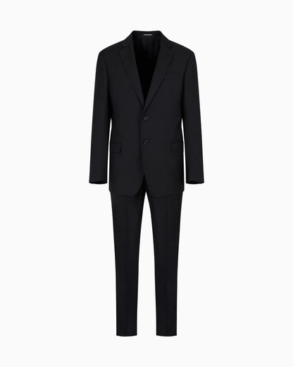 Single-breasted suit in fresh wool canvas
