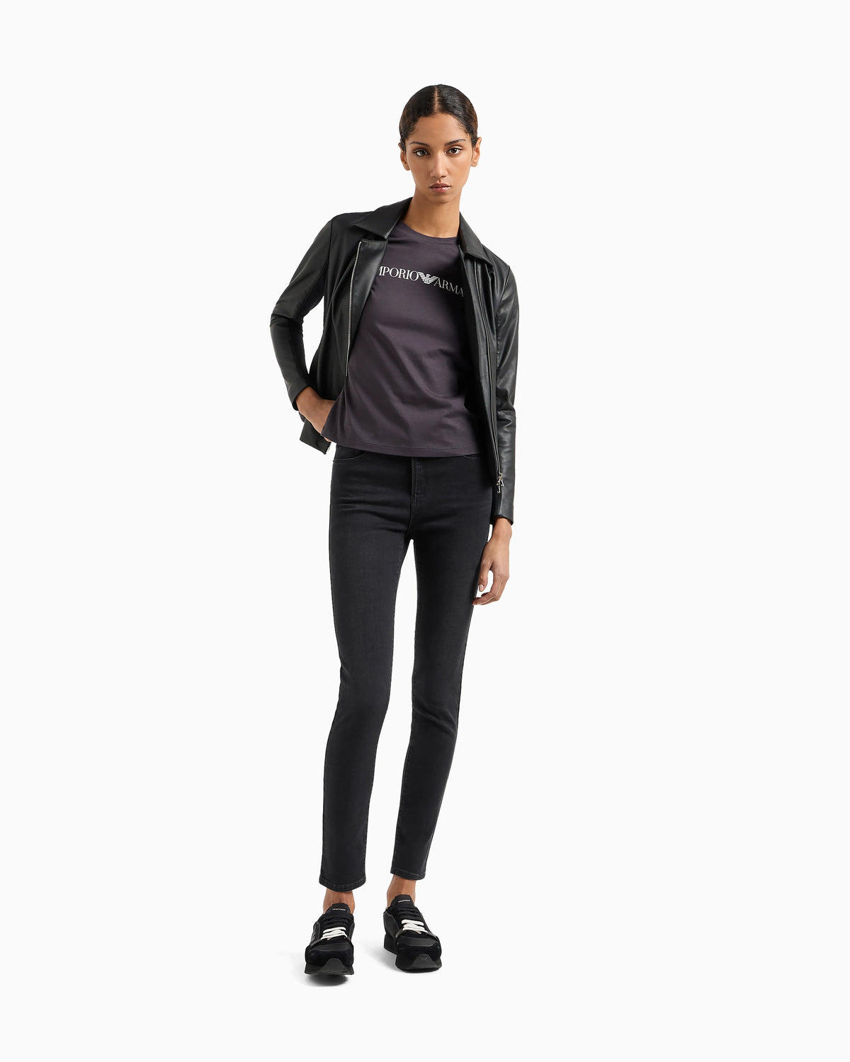 Jersey insert jacket in nappa biker style Essential