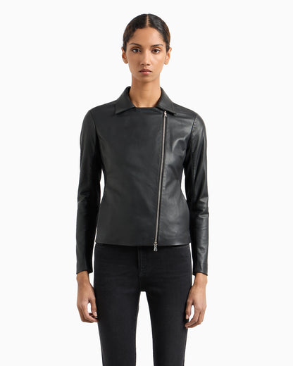 Jersey insert jacket in nappa biker style Essential