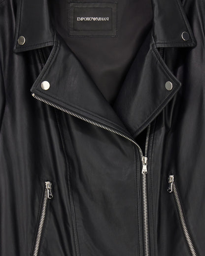 Leather jacket in nappa with an asymmetrical zip Essential