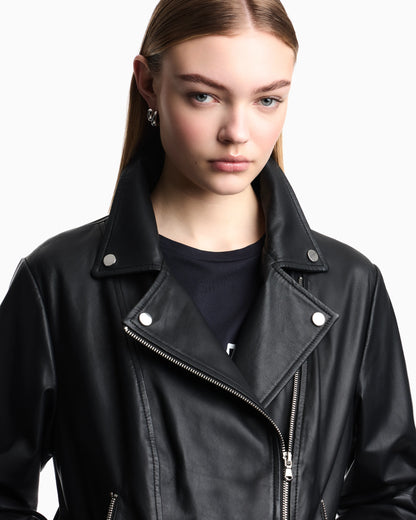 Leather jacket in nappa with an asymmetrical zip Essential