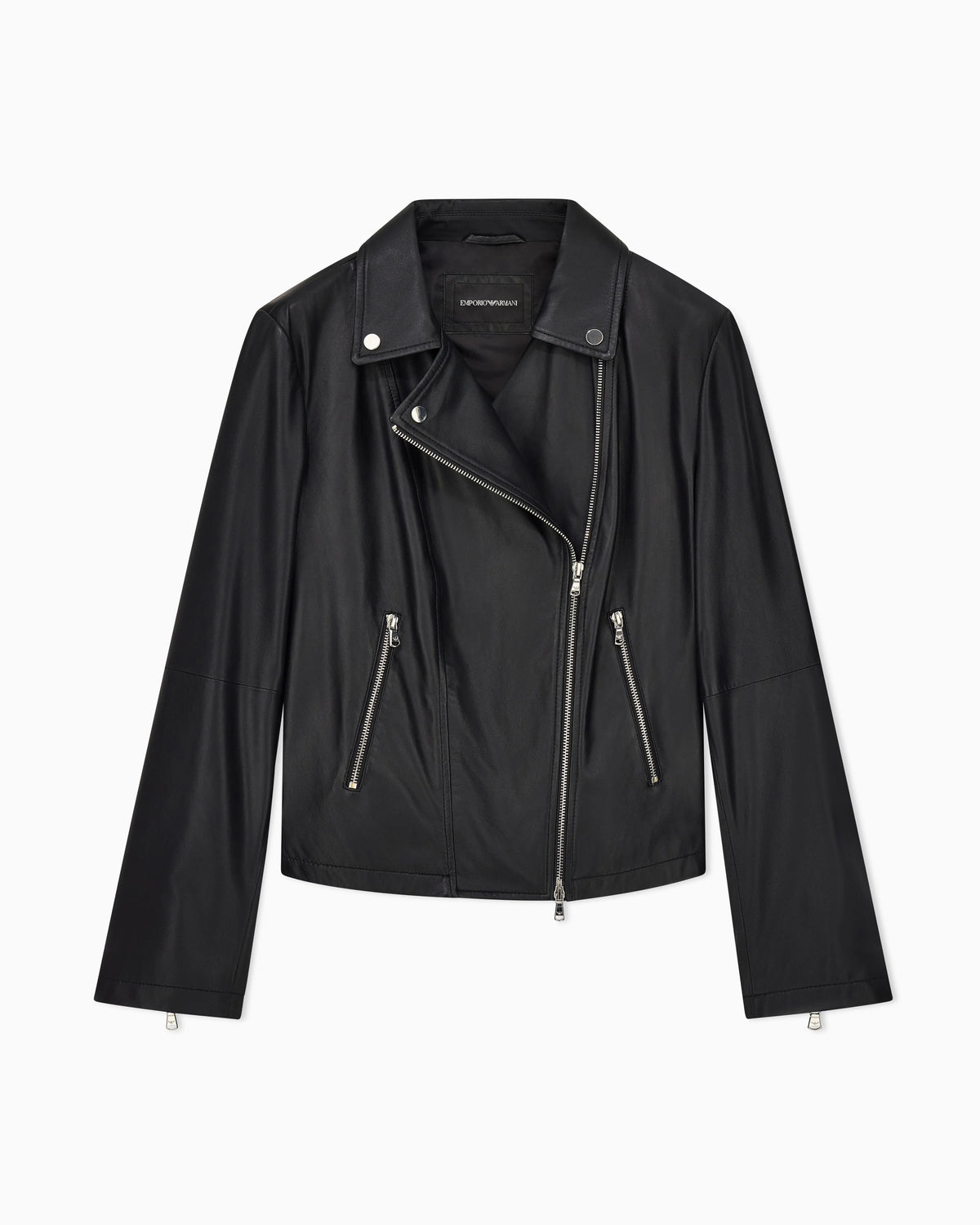 Leather jacket in nappa with an asymmetrical zip Essential