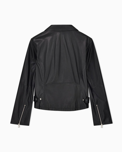 Leather jacket in nappa with an asymmetrical zip Essential