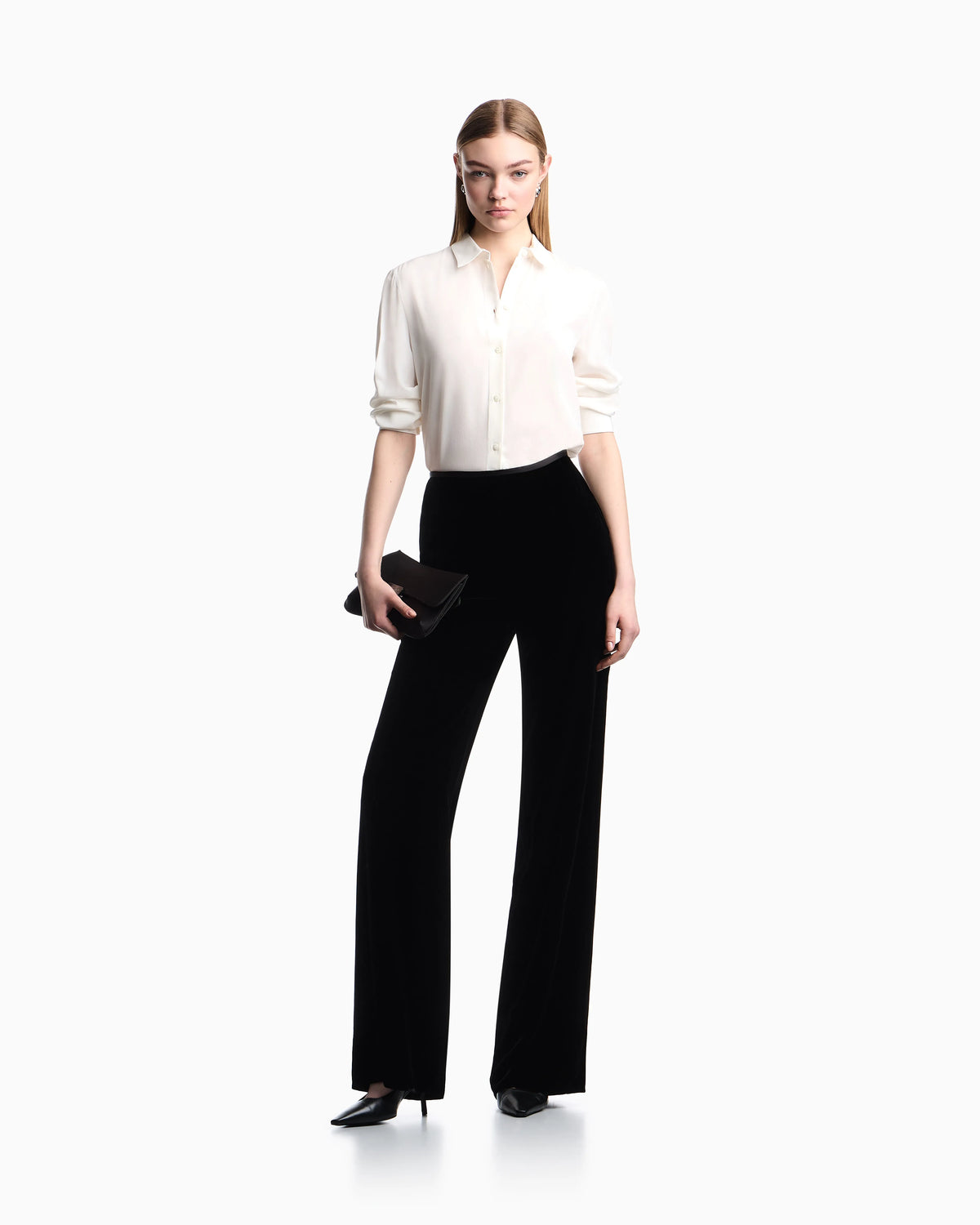 Pleated back shirt Essential in silk crepe de chine