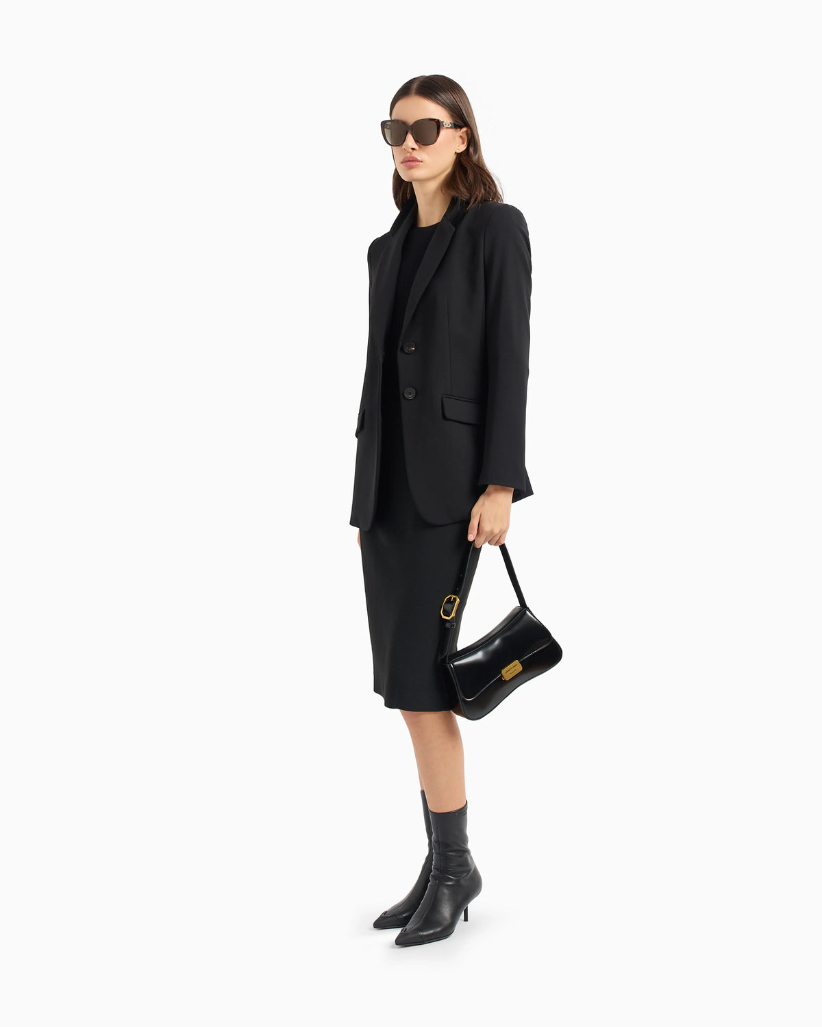 Jacket with lapels in grain de poudre wool