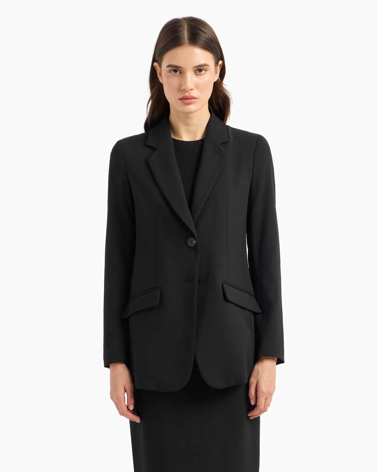 Jacket with lapels in grain de poudre wool