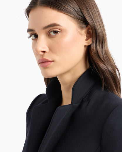 Wool single-breasted jacket in grain de poudre Essential