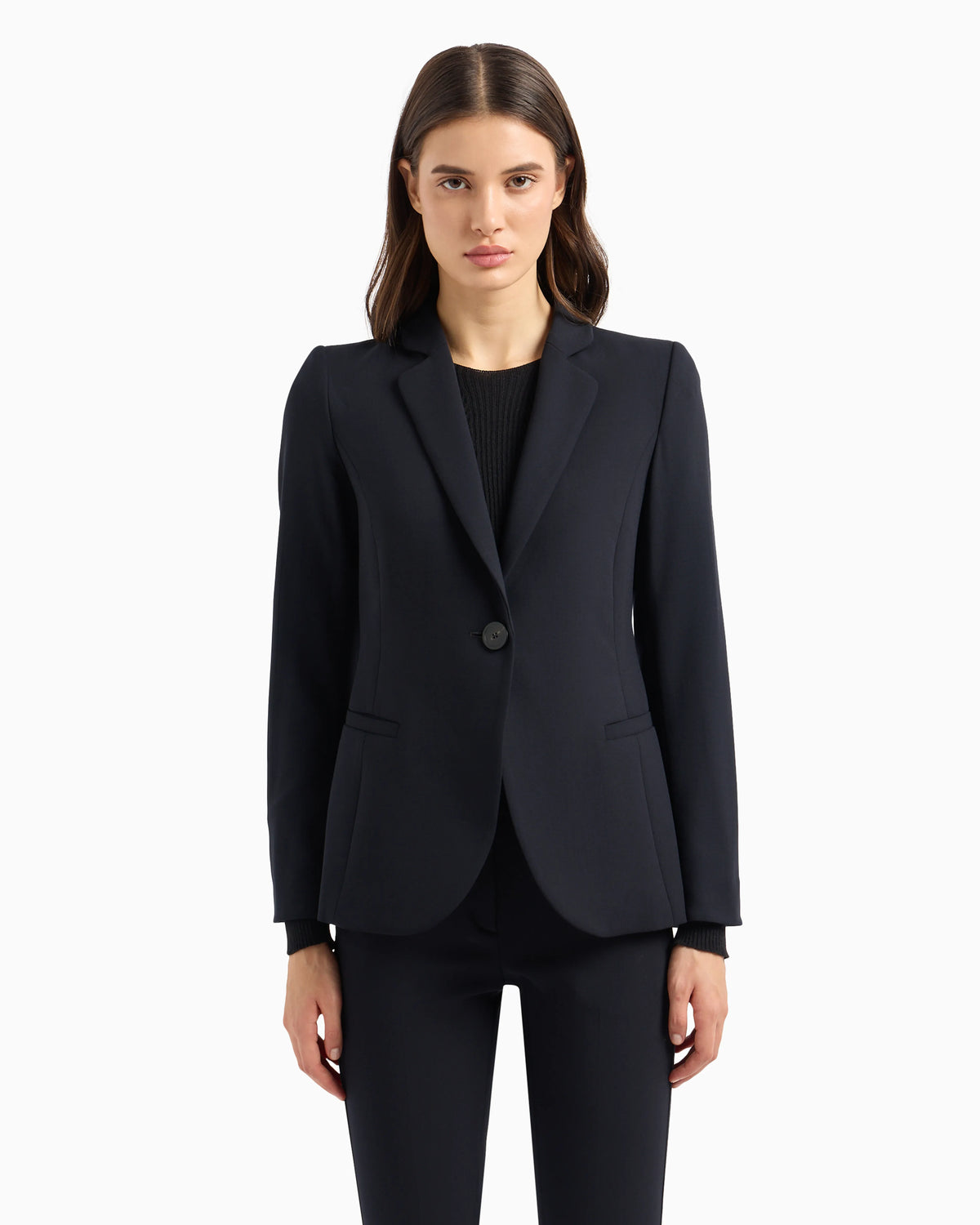 Wool single-breasted jacket in grain de poudre Essential