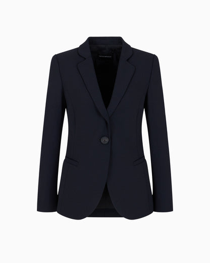 Wool single-breasted jacket in grain de poudre Essential