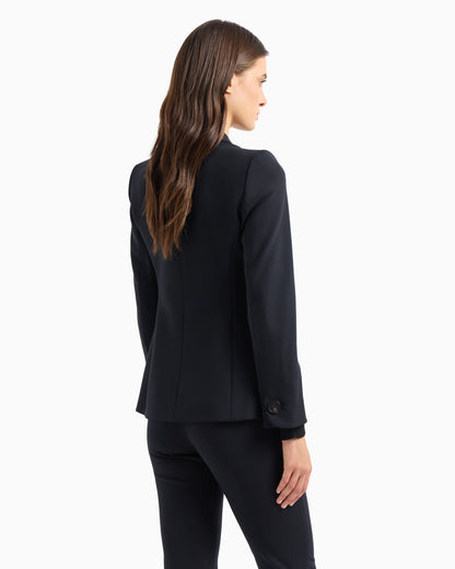 Wool single-breasted jacket in grain de poudre Essential