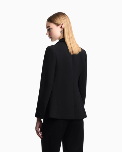Wool single-breasted jacket in grain de poudre Essential