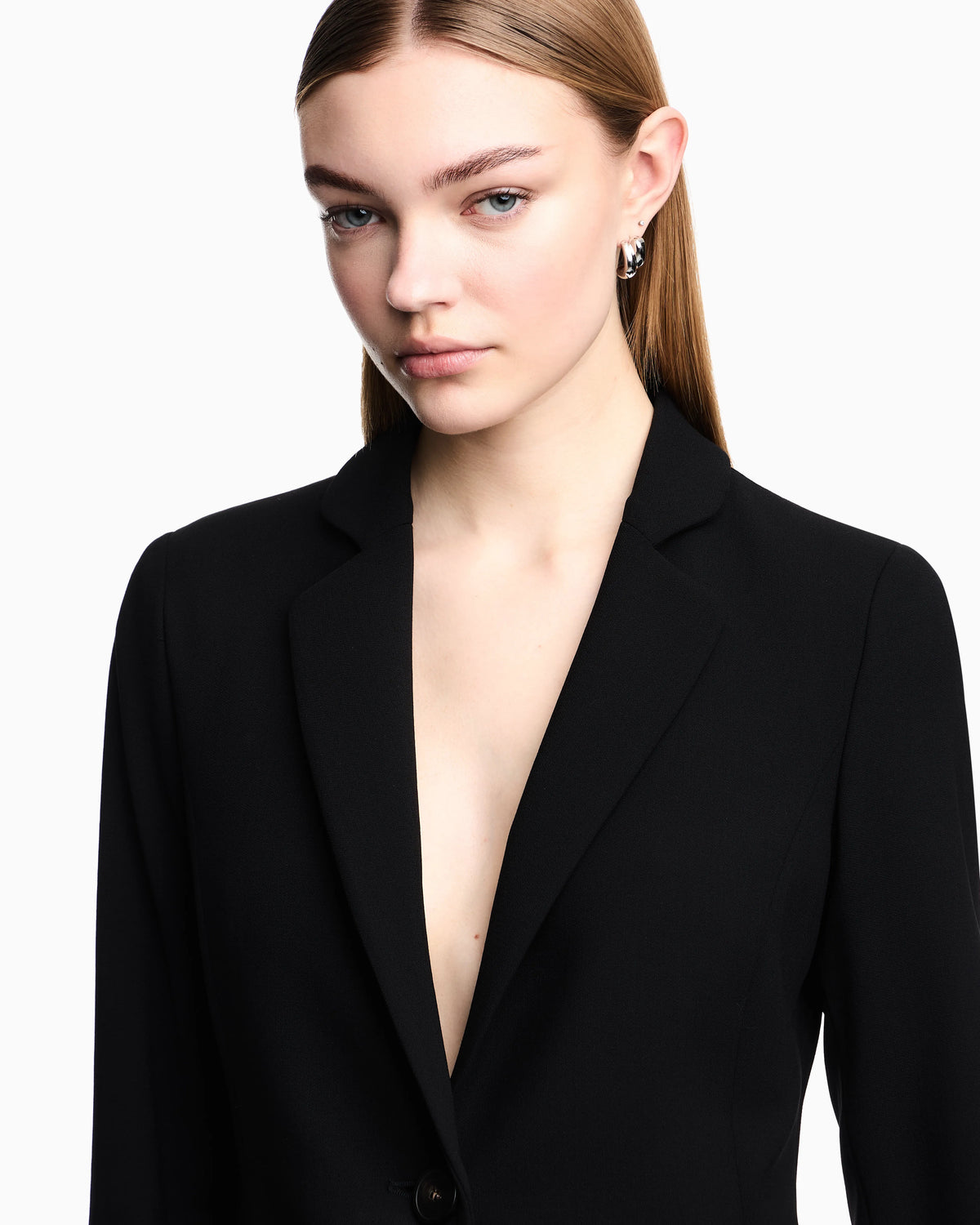Wool single-breasted jacket in grain de poudre Essential