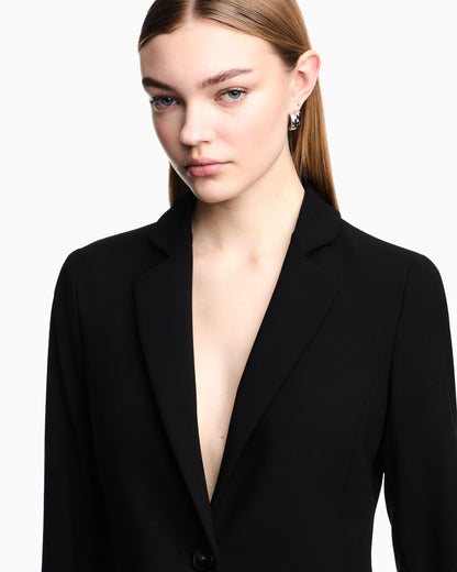 Wool single-breasted jacket in grain de poudre Essential